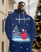 Men's Merry Christmas Snowman Dog House Big and Tall Hoodie Set
